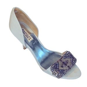 Badgley Mischka Satin Crystal Embellished Sandals 8.5